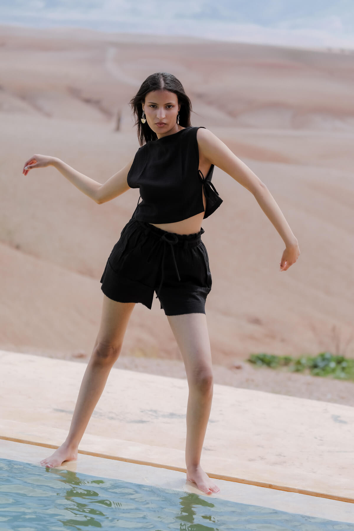 RABBA %100 PAMUK YANDAN BAĞLAMALI CROP VE ŞORT TAKIM