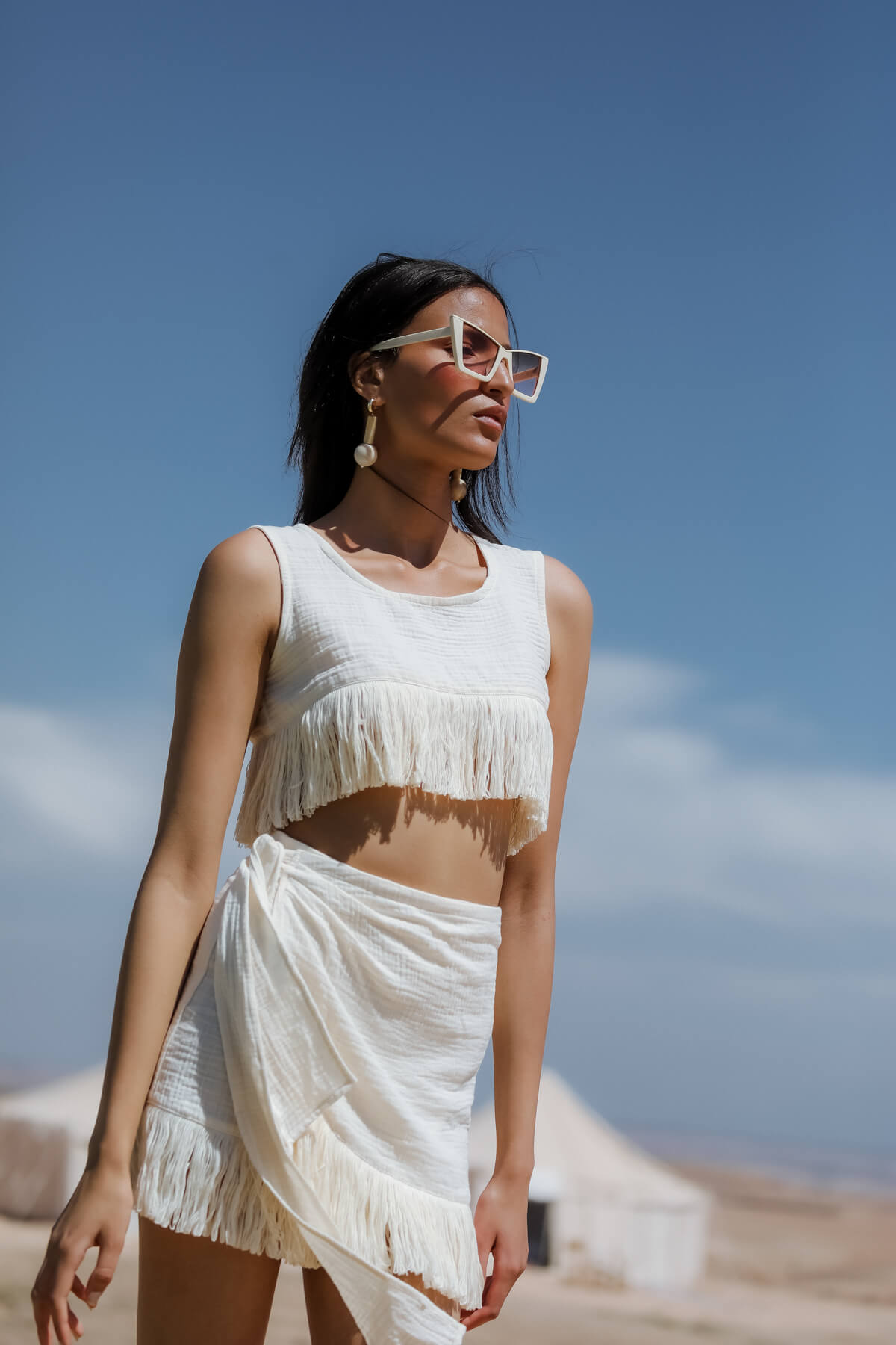 DALILA %100 PAMUK PÜSKÜLLÜ CROP VE ETEK TAKIM